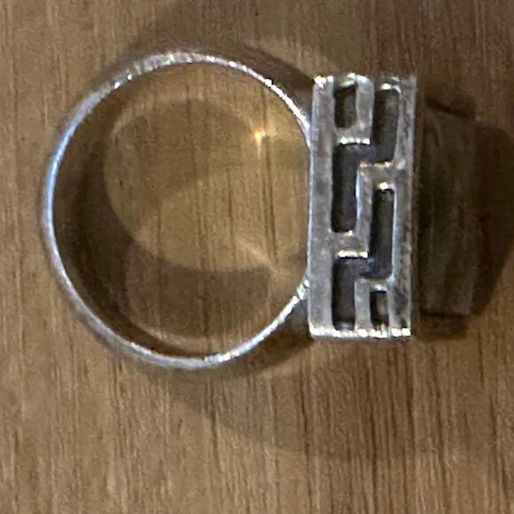 Vintage Navajo Sterling Silver w/ Square Green Stone - Picture 4 of 6